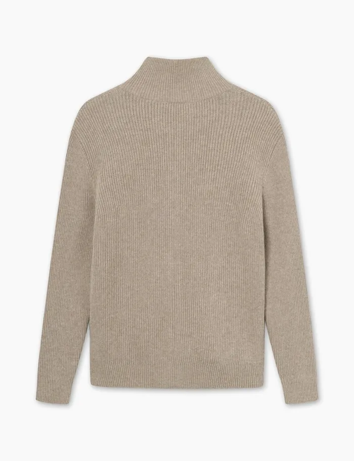 Fort Knitwear MARSH RIB ZIP HIGH NECK Khaki 8211 Men