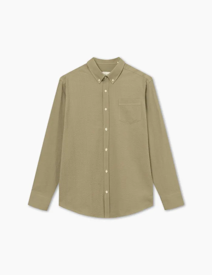Fort Shirts BUSH SEERSUCKER SHIRT Olive 8211 Men
