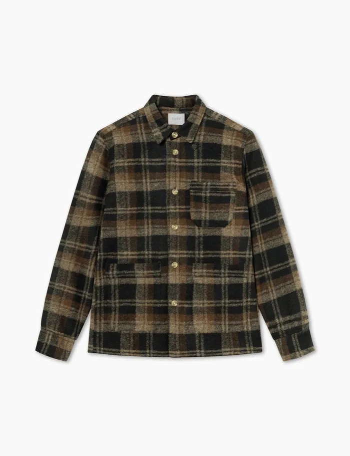 Fort Shirts IVY WOOL OVERSHIRT Brown Check 8211 Men