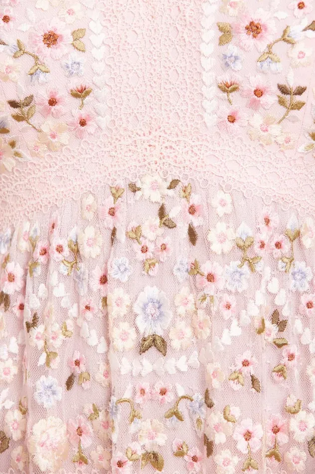 Garland Ribbon Ankle Gown Pink Women Needle and Thread Dresses