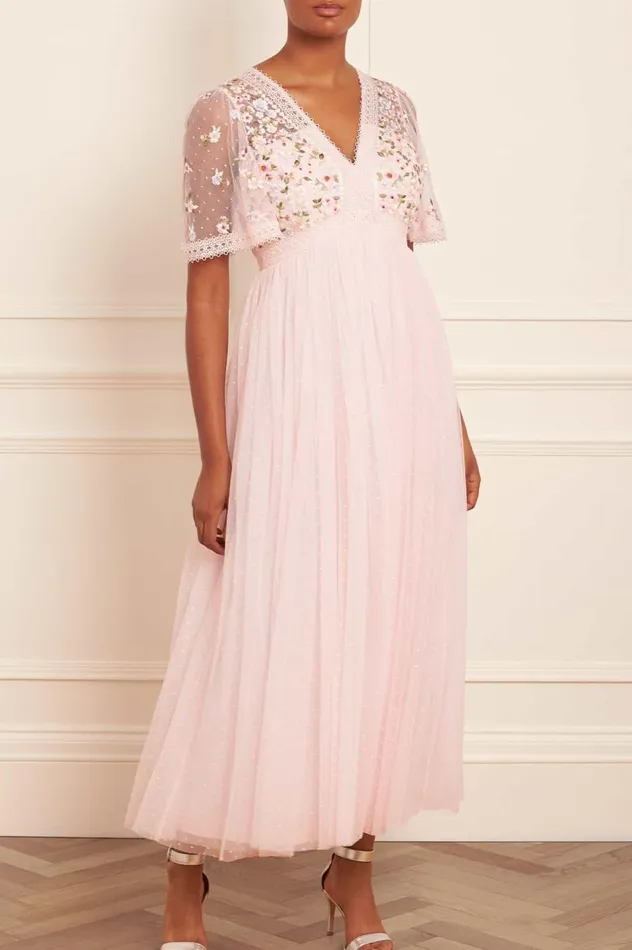 Garland Ribbon Bodice Ankle Gown Pink Women Needle and Thread Dresses