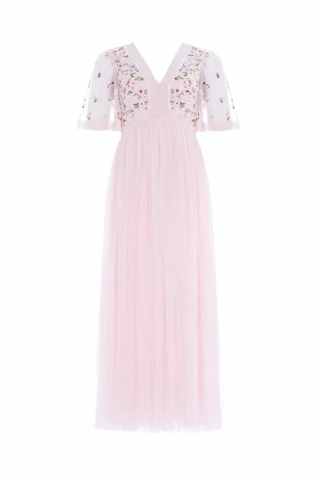 Garland Ribbon Bodice Ankle Gown Pink Women Needle and Thread Dresses