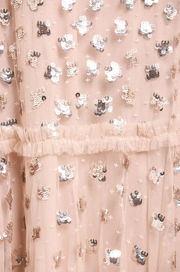 Glisten Tiered Ankle Gown Beige Women Needle and Thread Dresses