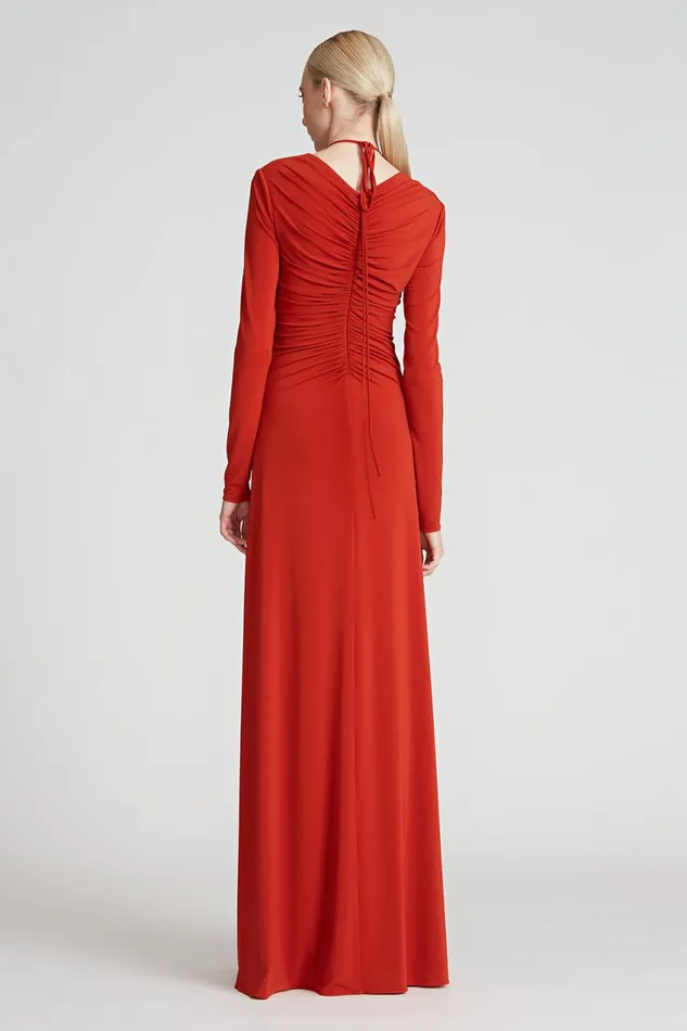Gowns Women Halston Baylee Jersey Halter Gown Rust