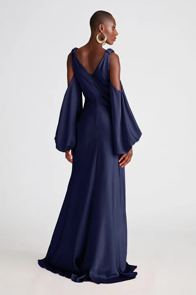 Gowns Women Halston Binnie Gown In Satin Navy