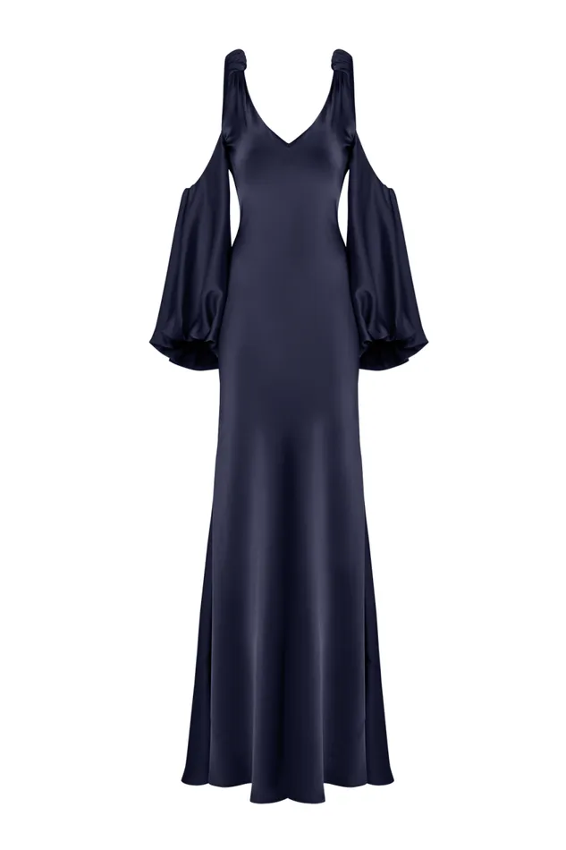 Gowns Women Halston Binnie Gown In Satin Navy