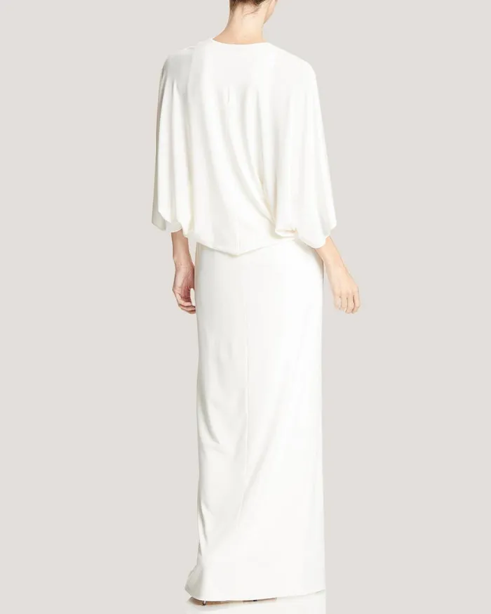 Gowns Women Halston Low VNeck Twist Waist Gown Chalk