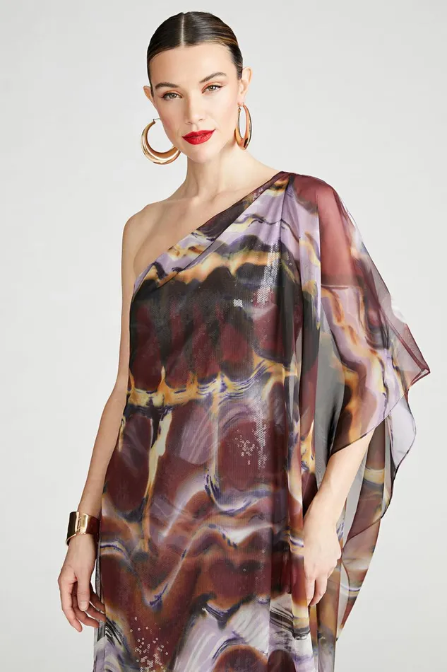 Gowns Women Halston Ushi Gown In Sequin and Chiffon Earth Strata