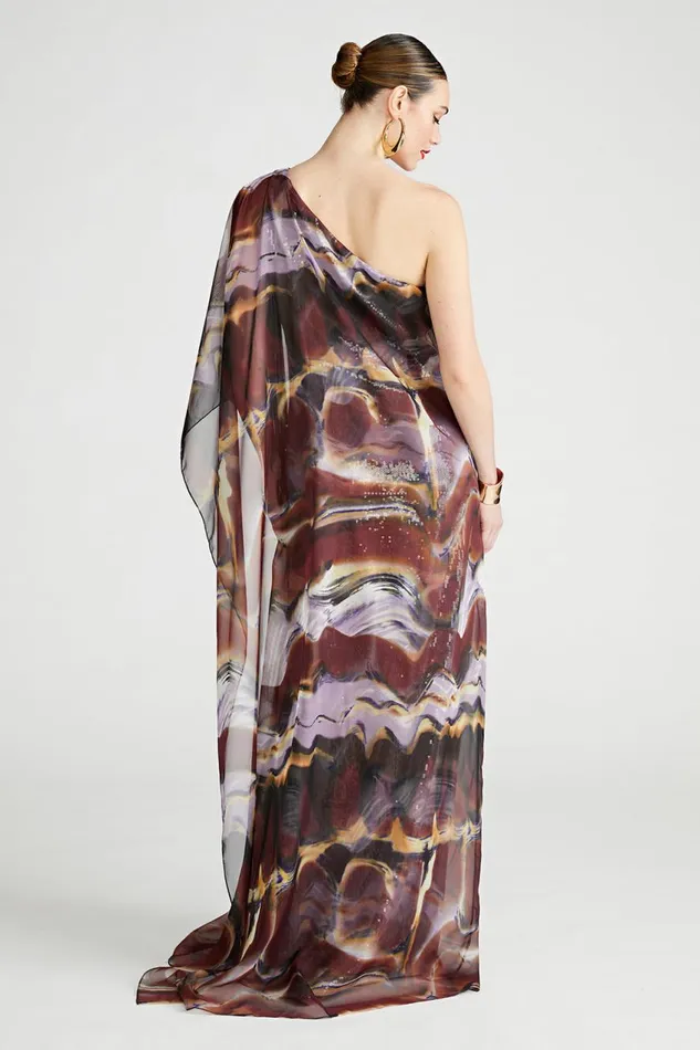 Gowns Women Halston Ushi Gown In Sequin and Chiffon Earth Strata