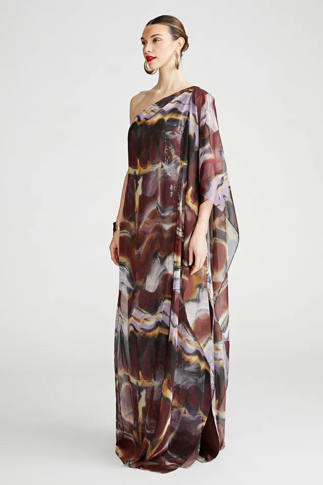 Gowns Women Halston Ushi Gown In Sequin and Chiffon Earth Strata