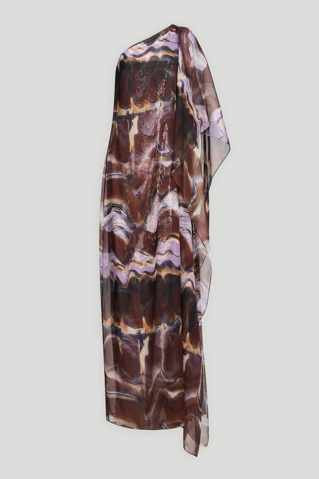 Gowns Women Halston Ushi Gown In Sequin and Chiffon Earth Strata