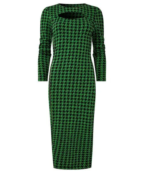 Greta Zip Through Stretch Jacquard Dress Green Apparel Dresses Joebrowns