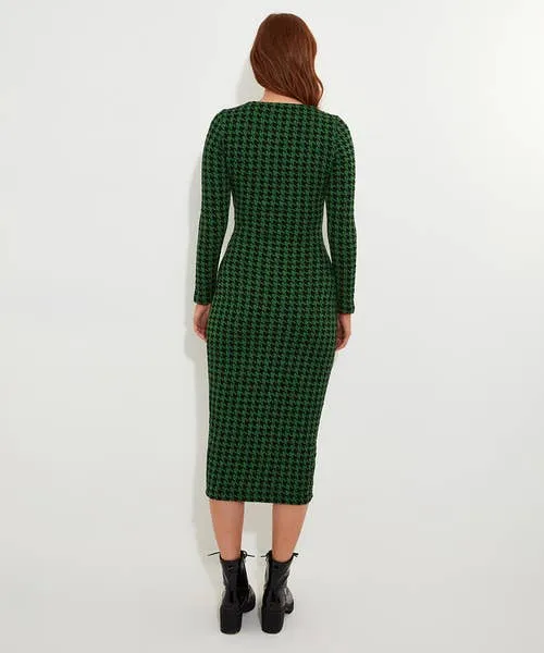 Greta Zip Through Stretch Jacquard Dress Green Apparel Dresses Joebrowns