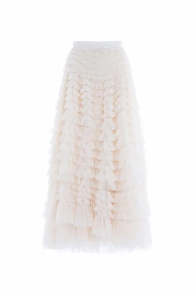 Hattie Ruffle Ankle Skirt Champagne Women Needle and Thread Skirts