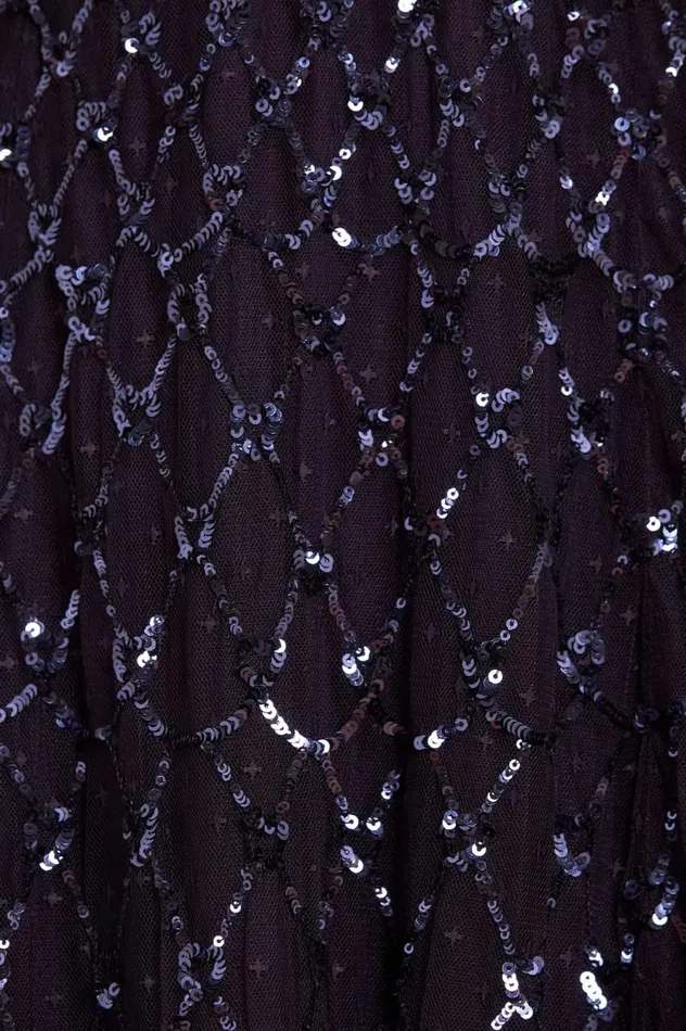 Heart Lattice Ankle Gown Blue Women Needle and Thread Dresses