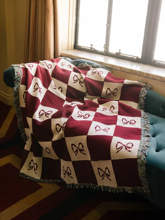Home Archie Throw Blanket Merlot Bow Check Lisa Says Gah Women