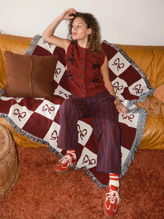 Home Archie Throw Blanket Merlot Bow Check Lisa Says Gah Women