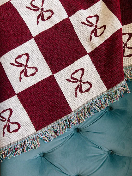Home Archie Throw Blanket Merlot Bow Check Lisa Says Gah Women