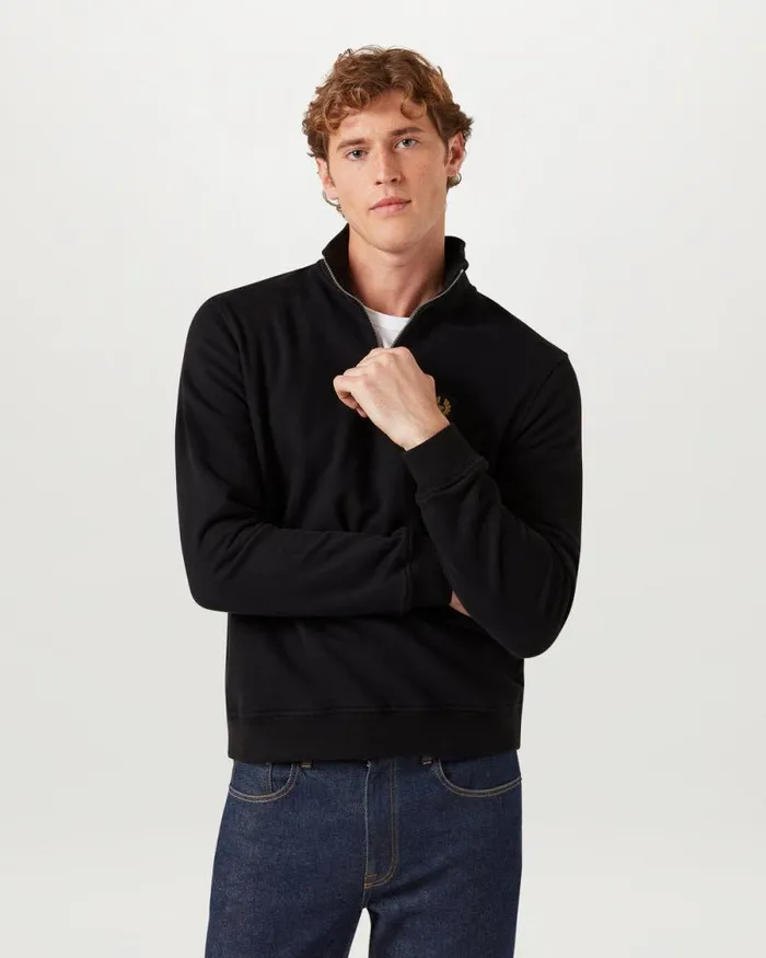 Hoodies and Sweatshirts Men Belstaff Belstaff Quarter Zip Sweatshirt Black