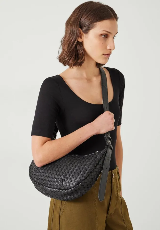 Hush Bags Women Lydia Weave Leather Crossbody Bag Black