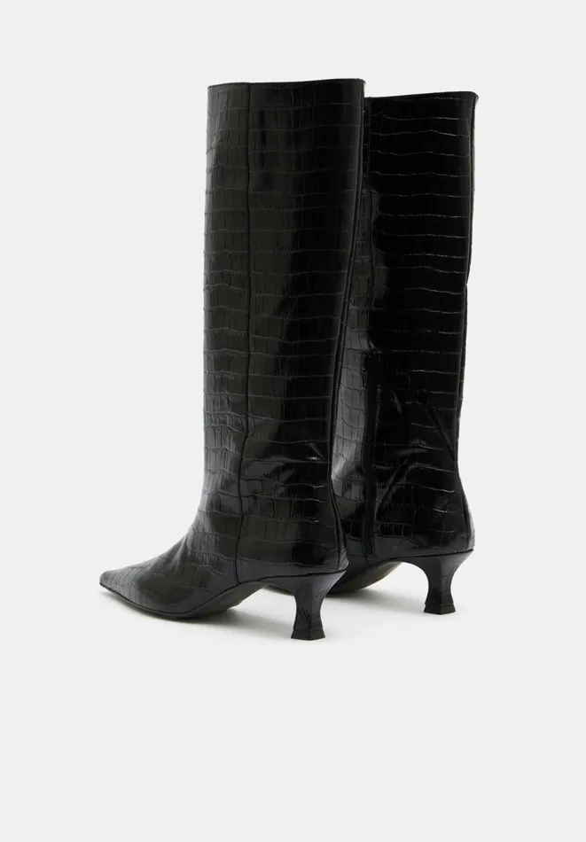 Hush Boots Women Katlynn Leather Kitten Heel Knee Boots Black Hush Boots Women Katlynn Leather Kitten Heel Knee Boots Black