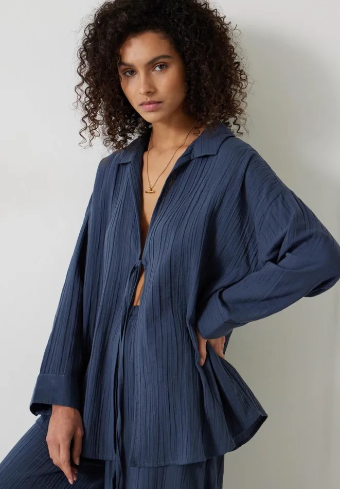 Hush Coords Women Elodie Oversized Cheesecloth Shirt Petrol