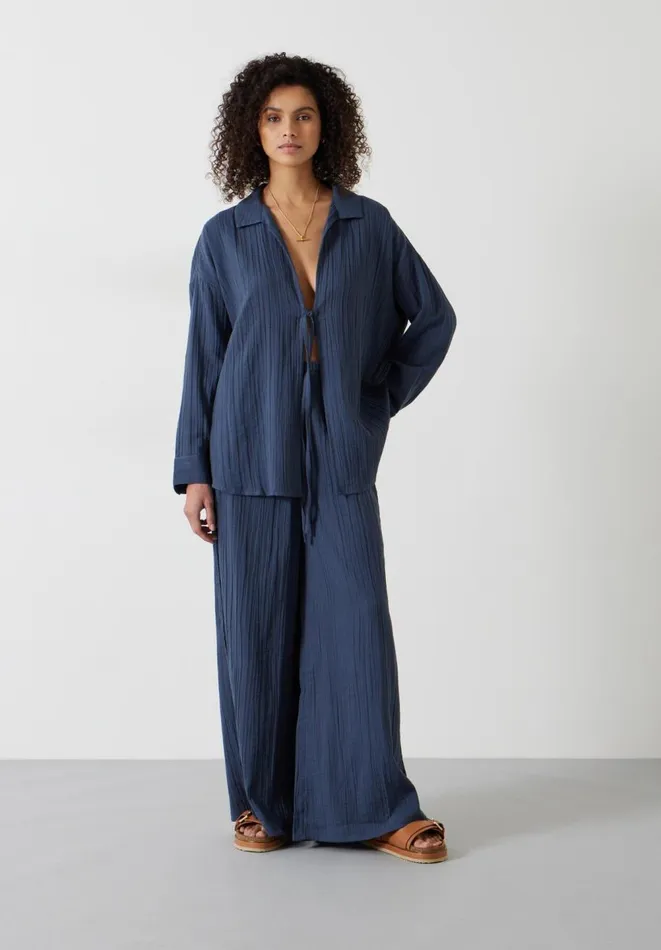 Hush Coords Women Elodie Oversized Cheesecloth Shirt Petrol Hush Coords Women Elodie Oversized Cheesecloth Shirt Petrol