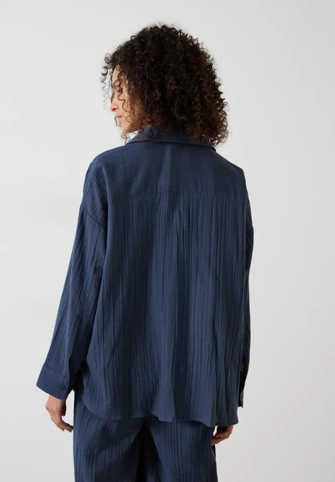 Hush Coords Women Elodie Oversized Cheesecloth Shirt Petrol Hush Coords Women Elodie Oversized Cheesecloth Shirt Petrol