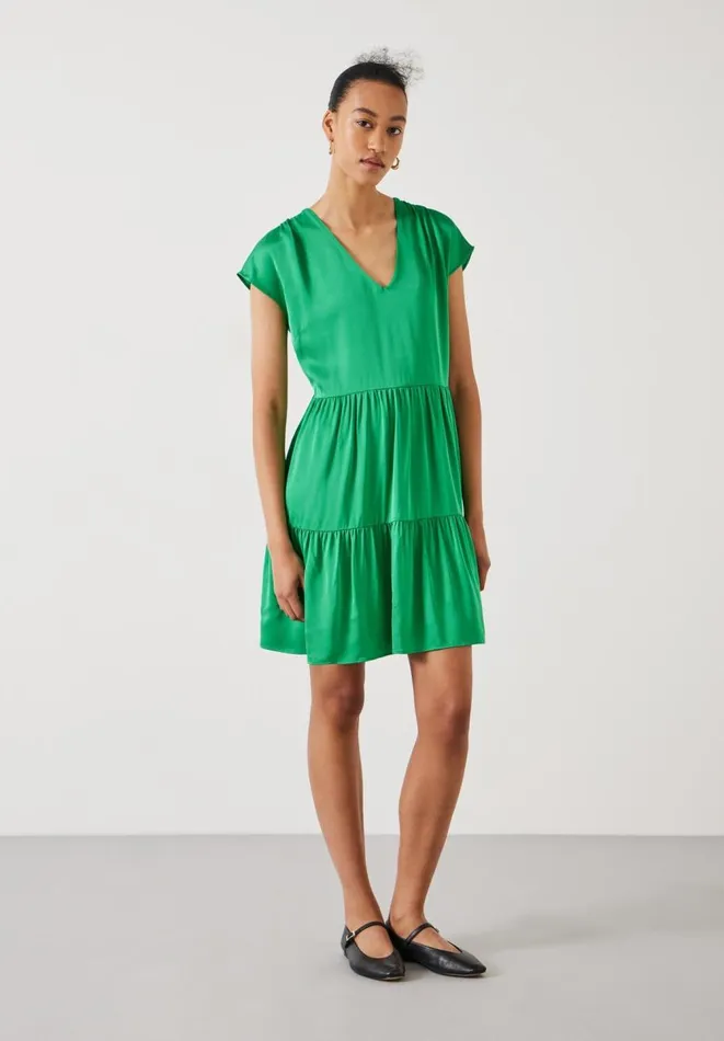 Hush Dresses Women Lily Oversized Satin Gathers Mini Dress Green