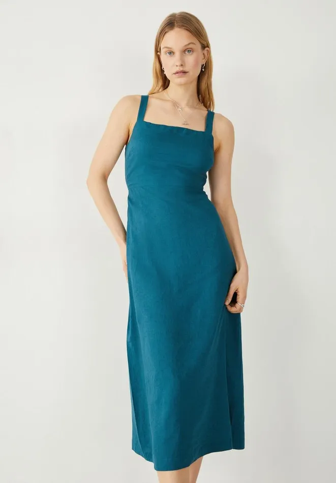 Hush Dresses Women Macy Linen Midi Dress Teal
