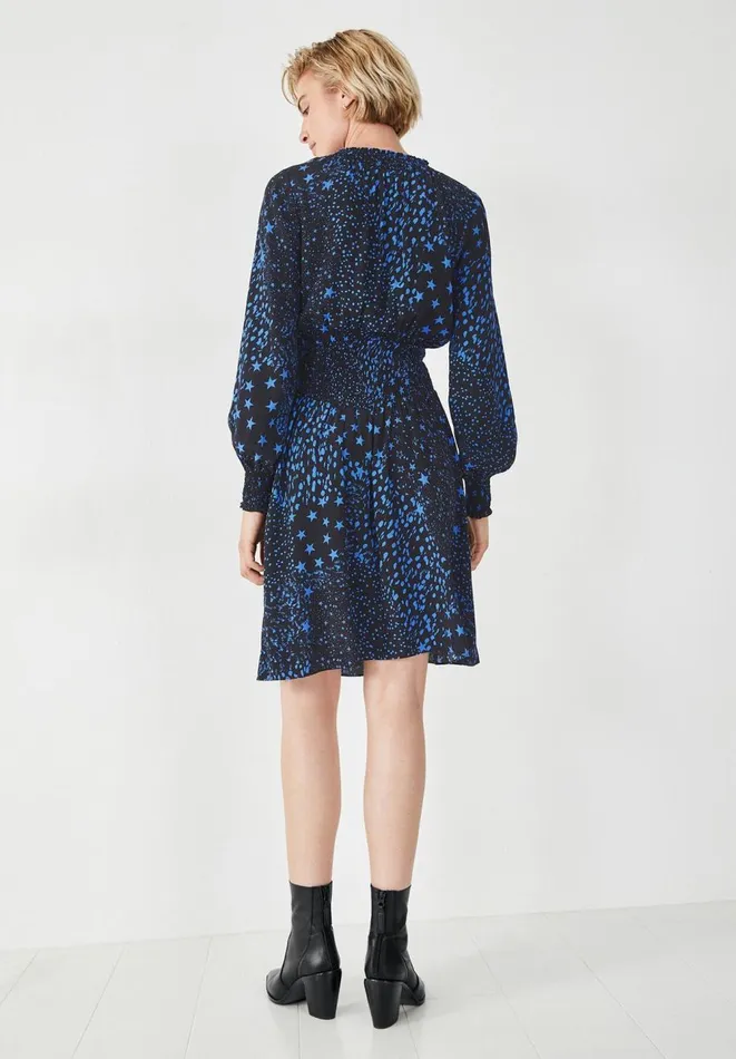 Hush Dresses Women Phoebe Shirred Mini Dress Patchwork Star Blackblue Hush Dresses Women Phoebe Shirred Mini Dress Patchwork Star Blackblue