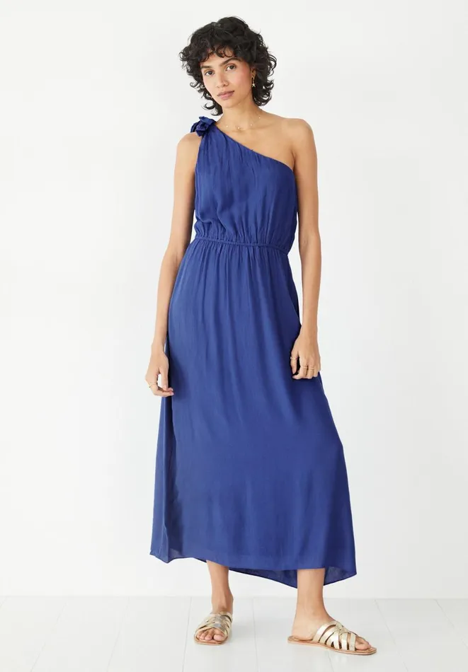 Hush Dresses Women Selena One Shoulder Midi Dress Blue