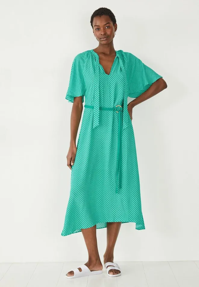 Hush Dresses Women Sierra Belted Midi Dress Mini Checkerboard Green