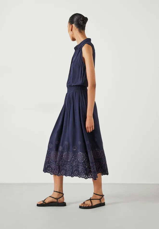 Hush Dresses Women Sleeveless Broderie Kensington Midi Dress Midnight Navy