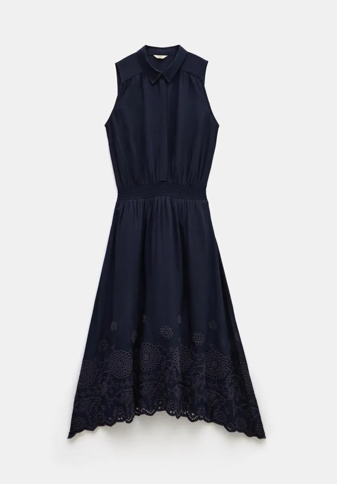 Hush Dresses Women Sleeveless Broderie Kensington Midi Dress Midnight Navy
