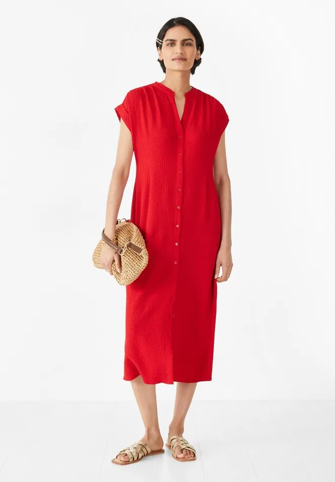 Hush Dresses Women Textured Posy Midi Dress Red