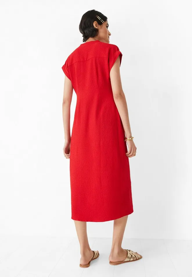 Hush Dresses Women Textured Posy Midi Dress Red Hush Dresses Women Textured Posy Midi Dress Red
