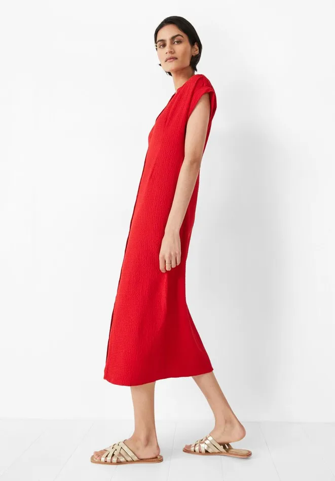 Hush Dresses Women Textured Posy Midi Dress Red Hush Dresses Women Textured Posy Midi Dress Red