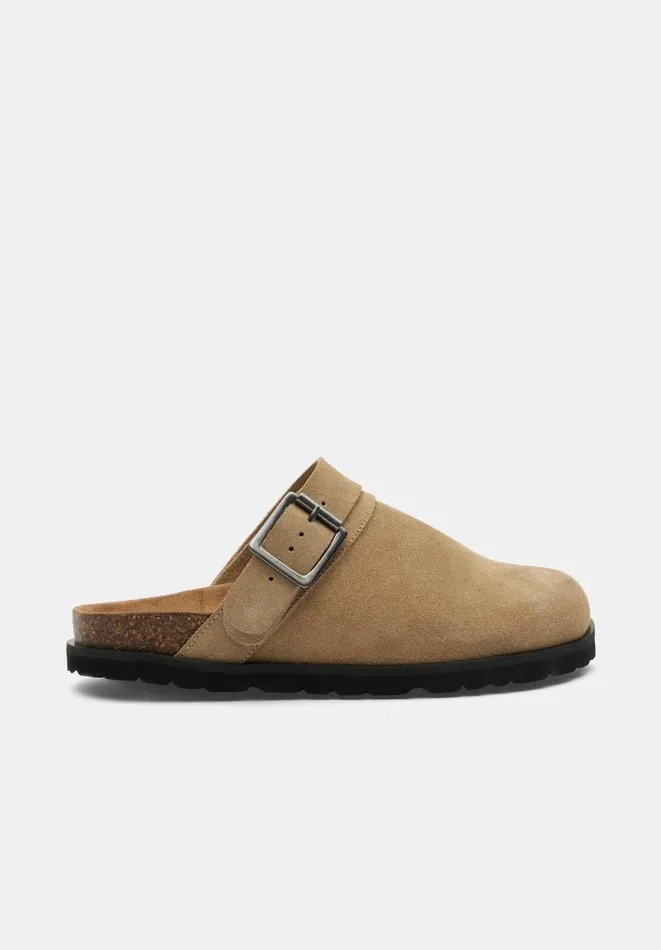 Hush Flats Women Lupita Mule Suede Clogs Taupe