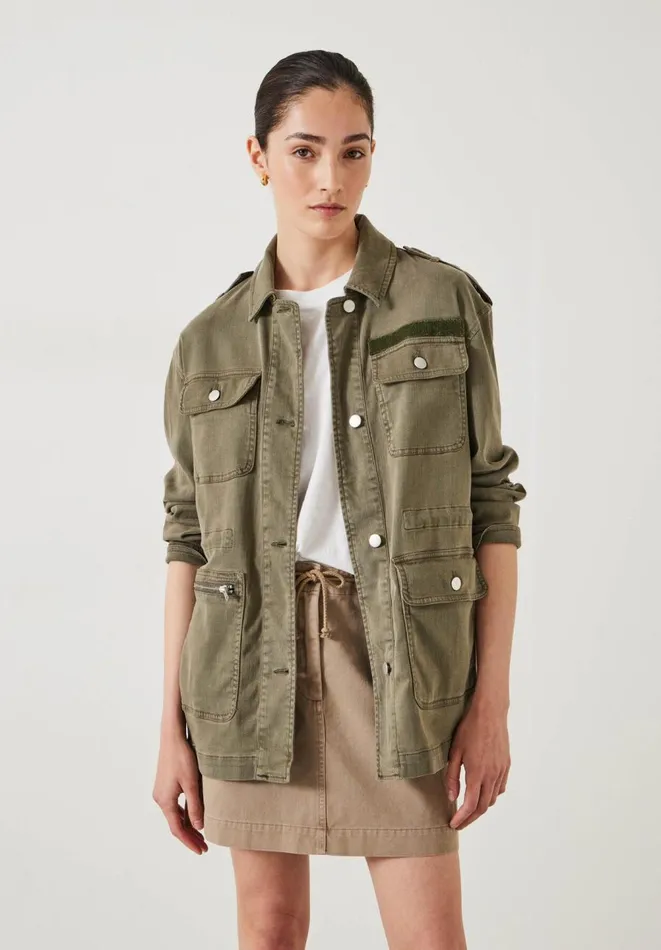 Hush Jackets and Coats Women Eloise Relaxed Utility Jacket Olive