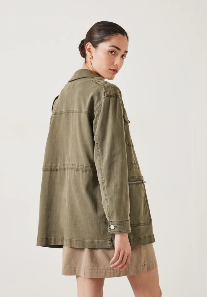 Hush Jackets and Coats Women Eloise Relaxed Utility Jacket Olive Hush Jackets and Coats Women Eloise Relaxed Utility Jacket Olive
