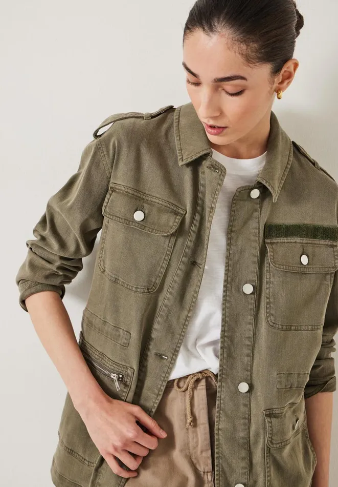 Hush Jackets and Coats Women Eloise Relaxed Utility Jacket Olive Hush Jackets and Coats Women Eloise Relaxed Utility Jacket Olive