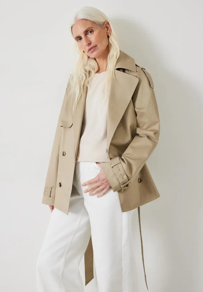 Hush Jackets and Coats Women Stella Short Trench Jacket Stone