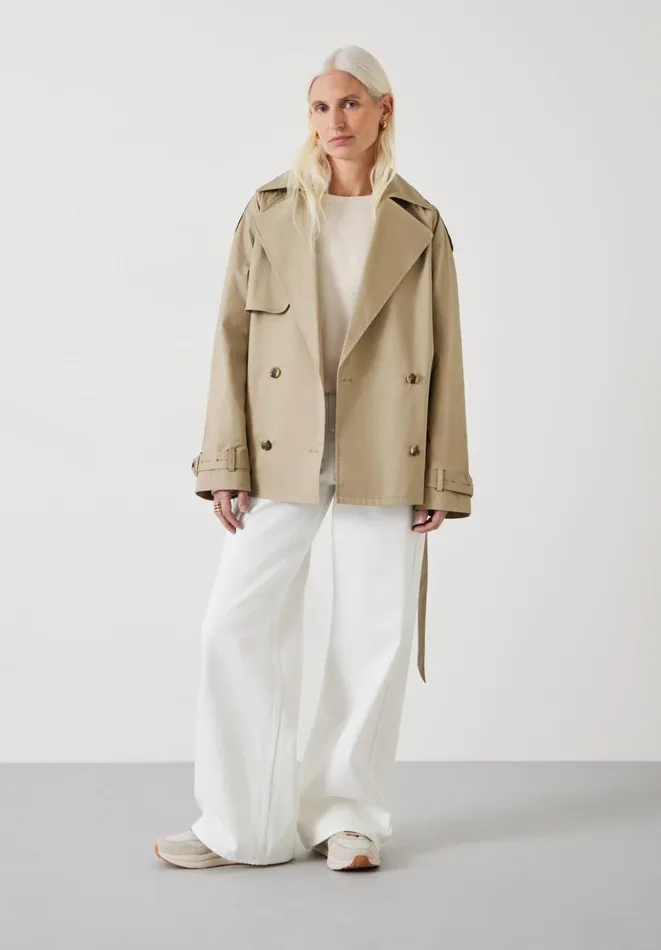 Hush Jackets and Coats Women Stella Short Trench Jacket Stone