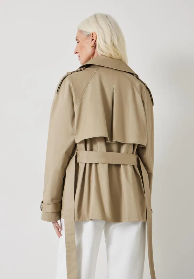 Hush Jackets and Coats Women Stella Short Trench Jacket Stone