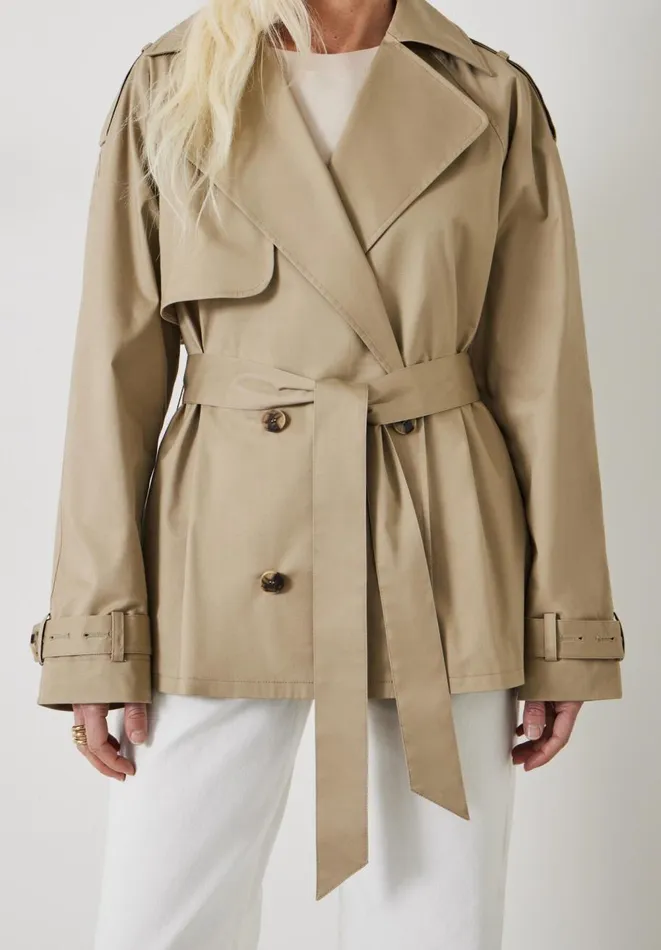 Hush Jackets and Coats Women Stella Short Trench Jacket Stone