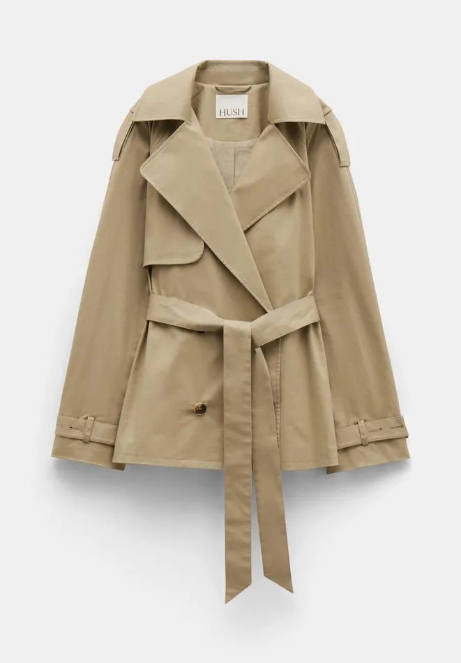 Hush Jackets and Coats Women Stella Short Trench Jacket Stone