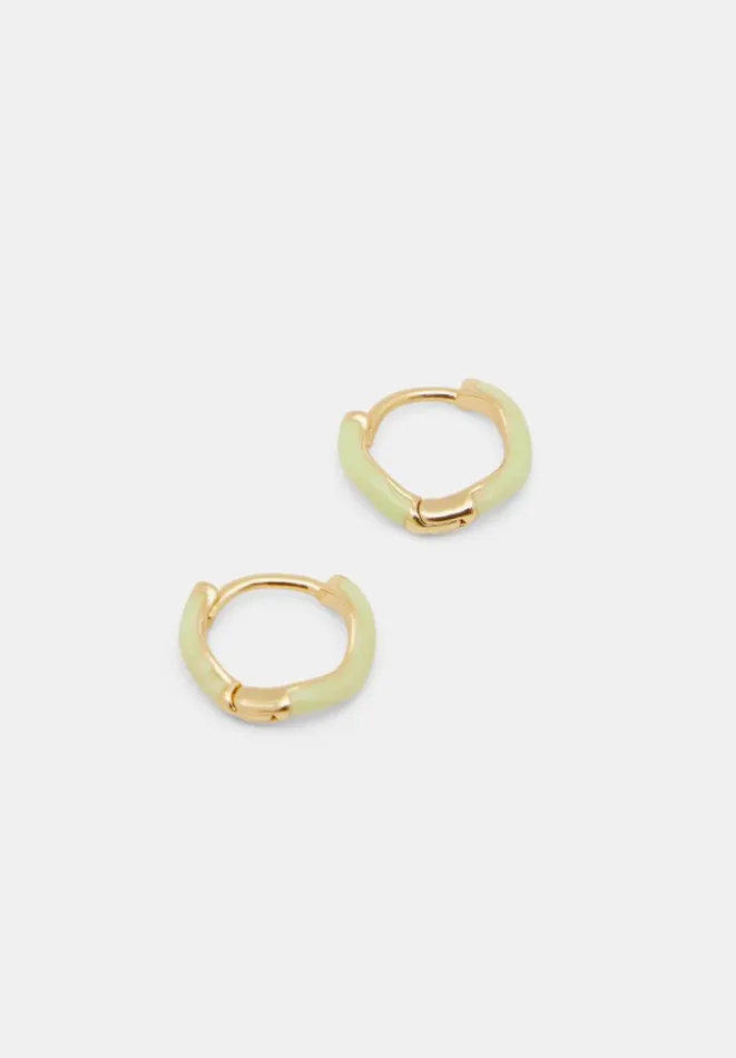 Hush Jewellery Women Fern Twist Enamel Huggie Earrings Lime