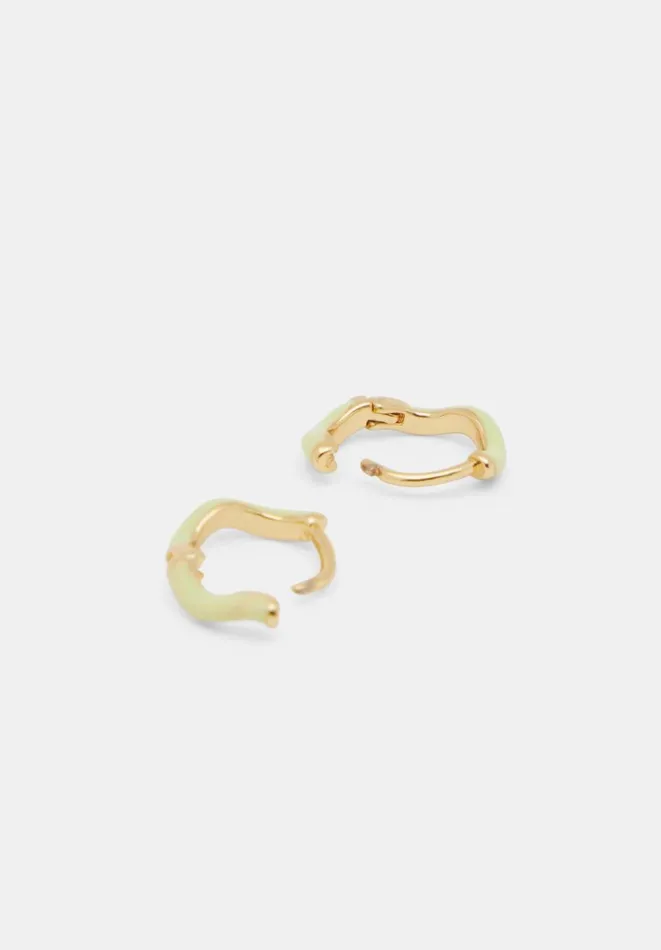 Hush Jewellery Women Fern Twist Enamel Huggie Earrings Lime