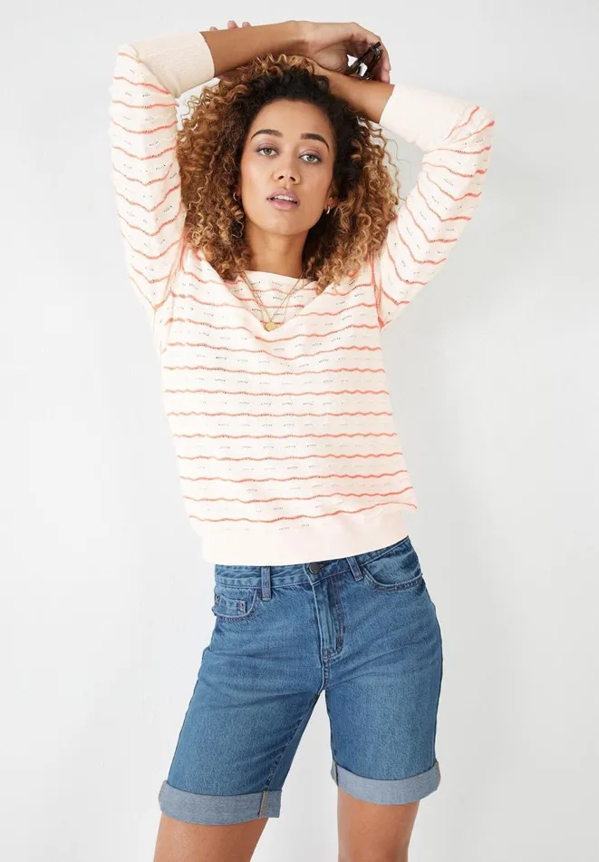 Hush Jumpers and Cardigans Women Aubrey Striped Jumper Ecrupink Hush Jumpers and Cardigans Women Aubrey Striped Jumper Ecrupink